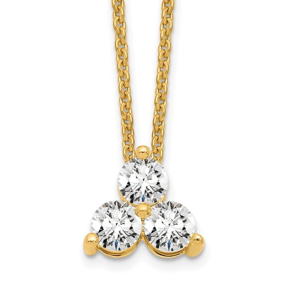 Auriga Fine Jewelry 14K Yellow Gold 3.5 mm Lab Grown Diamond 3 Stone Necklace for Women 18"