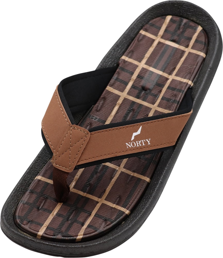 Norty Men's Sandals for Beach Casual Outdoor \u0026 Indoor Flip Flop Thong 9 Brown Medium