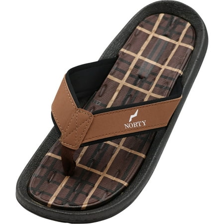 

NORTY Mens Flip Flops Adult Male Soft Beach Thong Sandals Brown