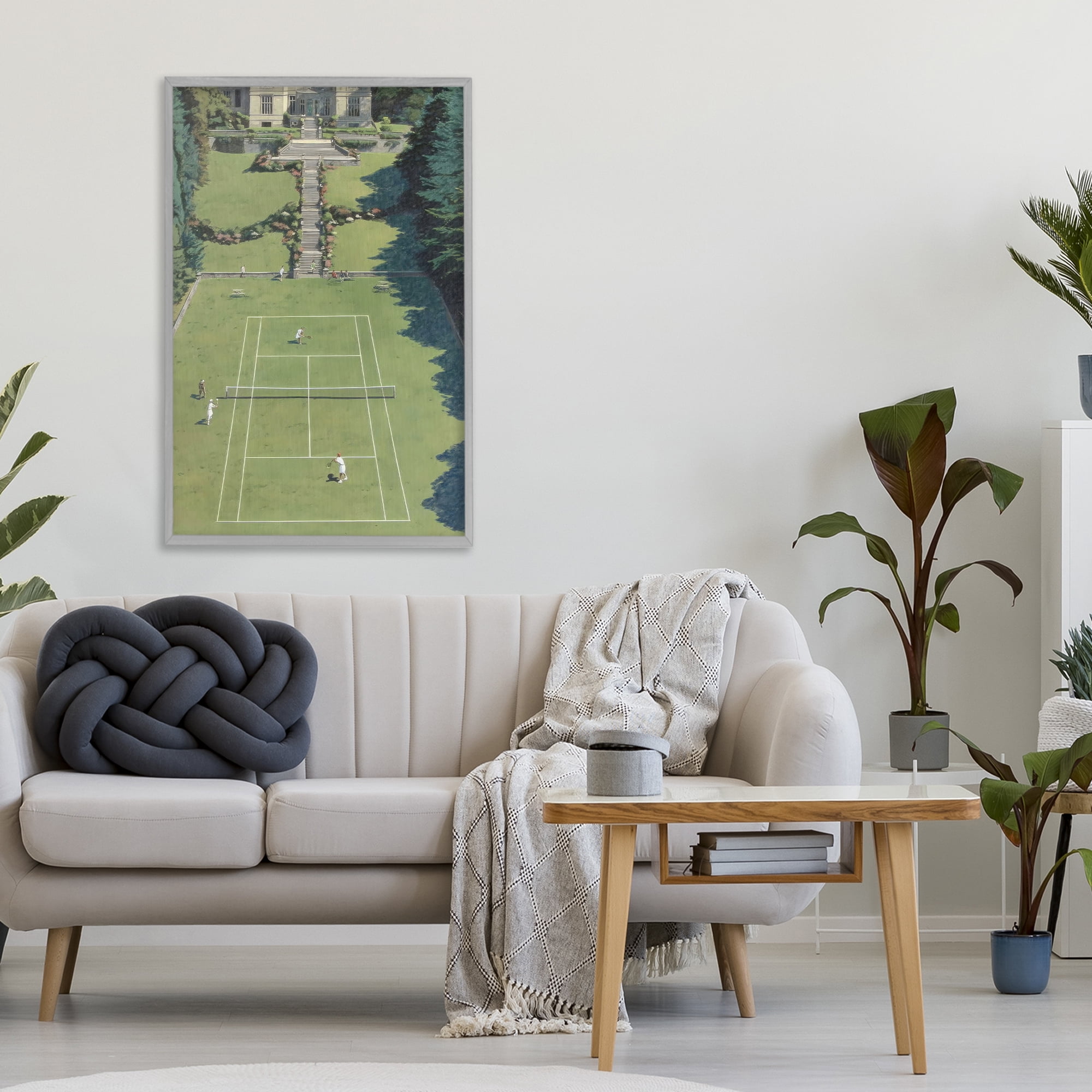 Stupell Industries Tennis Court at Mansion Gray Framed Giclee Art, design by Petal Prints Design
