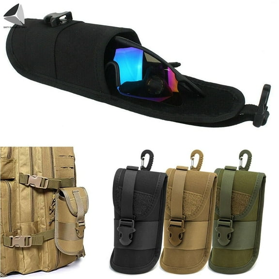 PULLIMORE Sunglasses Case Eyeglasses Pouch Buckle Hard Shell Sunglasses Storage Box for Outdoors Camping Hiking Cycling Fishing (Black)