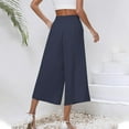 thumbnail image 4 of nochalofo Blue Women's Pants, Womens Flowy Wide Leg Pants Casual Summer Beach Elastic Waist Trousers Trendy Business Work Pants with Pockets, 4 of 5
