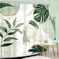 thumbnail image 3 of Sage Green Boho Shower Curtain Mid Century Modern Tropical Leaves Gold Olive Palm Leaf Plant Bathroom Decor Bath Curtain With Hooks-72"W x 78"L (Pack of 1), 3 of 7