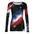 thumbnail image 5 of Womens Round Neck Independence Day Print Long Sleeve Ribbed Top Soft Casual Holiday Wear for Patriotic Parties Barbecue, 5 of 6
