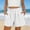 White, variant on Womens Casual Shorts High Waisted Lightweight Shorts Pleated Front Elastic Waist Summer Beachwear Shorts with Side Pockets