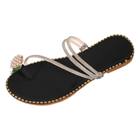 

GHSOHS Slippers for Women Arch Support Sandals Womens Shoes Home Slipper Hiking Sandals Women s Pineapple Pearl Fashionable Summer Toe Flat Sandals Beach Shoes 37