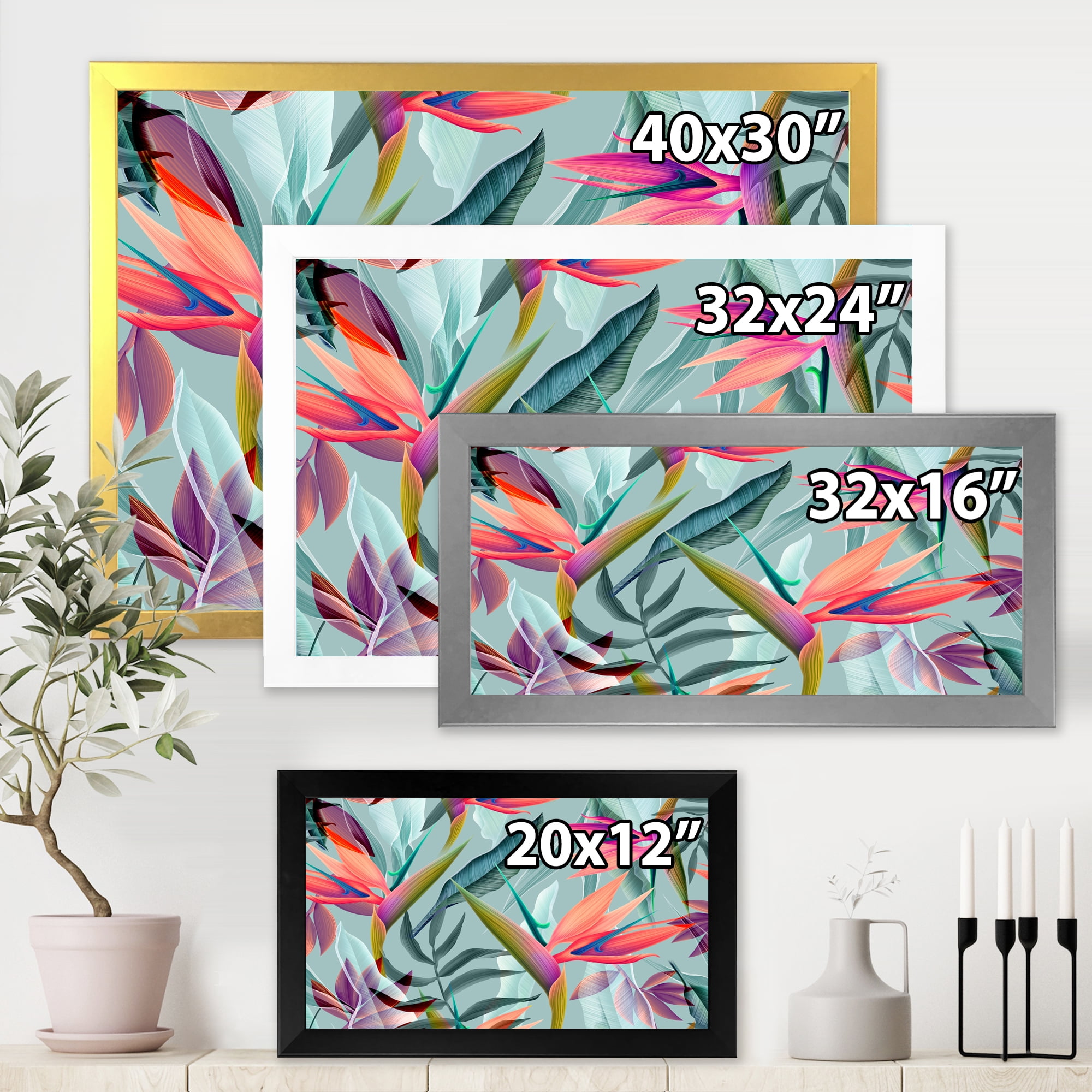 Designart 'VIntage Tropical Flowers V' Traditional Framed Art Print