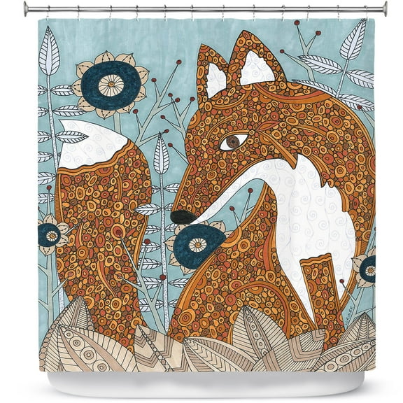 Shower Curtains 70" x 84" from DiaNoche Designs by Valerie Lorimer - Secret Visitor Fox