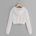 thumbnail image 5 of felwors Girls Cropped Zip Up Hoodie Long Sleeve Sweatshirts for Teen Girls Fashion Fall Fashion Casual Jackets with Pockets (White,13-14 Years), 5 of 5