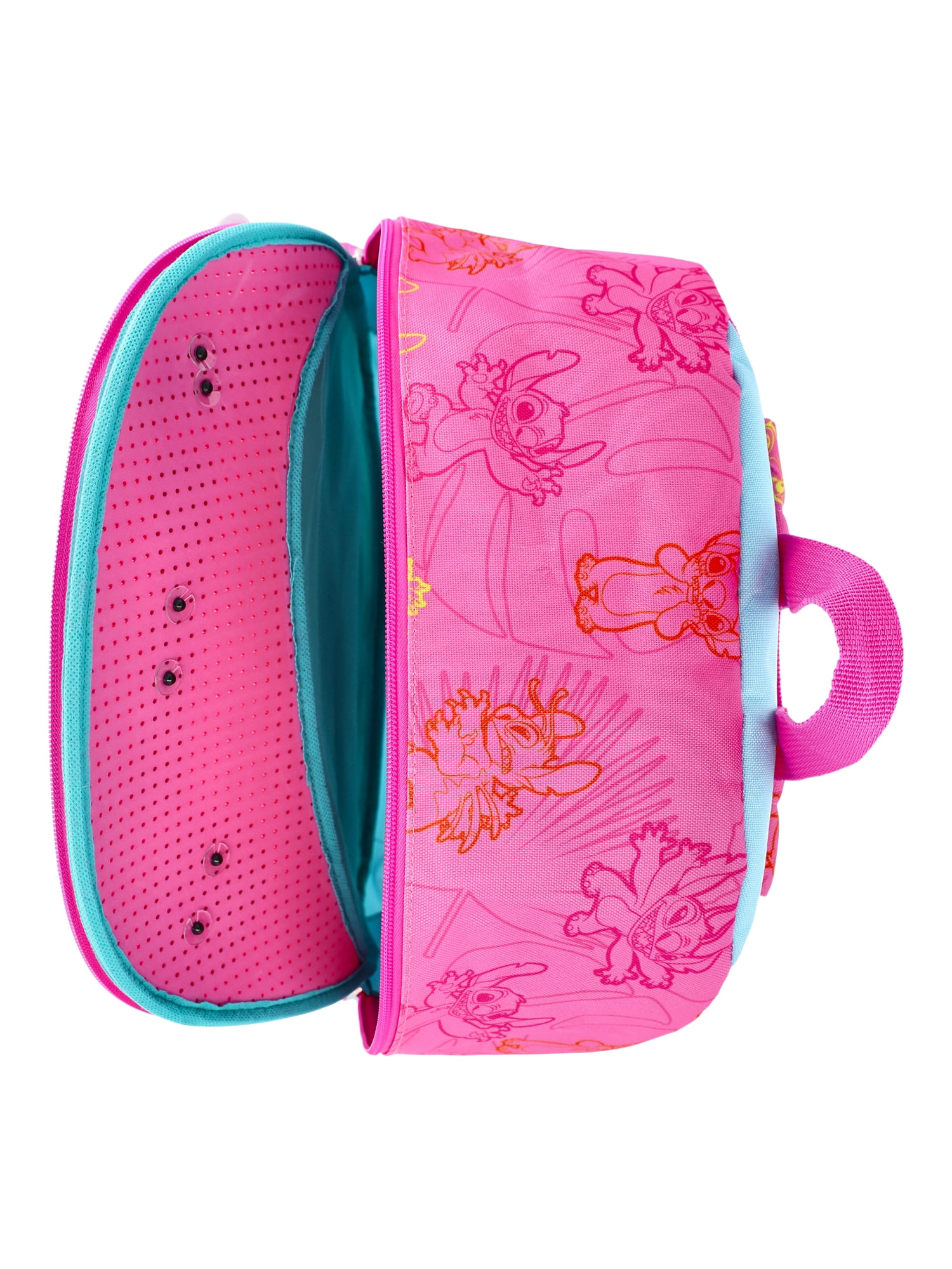 Disney Stitch Girls Customizable Charm 17" 5-Piece Backpack Set, Hot Pink