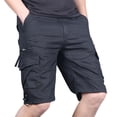 thumbnail image 2 of WIZUTIZ Men's Cargo Shorts Solid Color Multi-Pocket Drawstring Elastic Waist Cropped Breathable Lightweight Summer Casual Comfy Active Work Shorts, 2 of 4