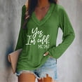 thumbnail image 2 of KIHOUT - Blusas casuales para mujer, liquidación 2024, moda clásica, estampado de letras, cuello en V, blusas básicas holgadas, camisetas de manga larga, blusas tipo túnica para otoño, 2 of 4