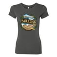 thumbnail image 2 of Wild Bobby, Paradise Surf Shack Marlin Pop Culture Womens Slim Fit Junior Tee, Dark Grey, Small, 2 of 3