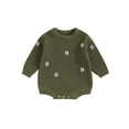 thumbnail image 1 of Faithtur Bébé Fille Tricot Combinaison Fleur Broderie Col Rond Manches Longues Romper pour l'Automne Hiver, 1 of 8
