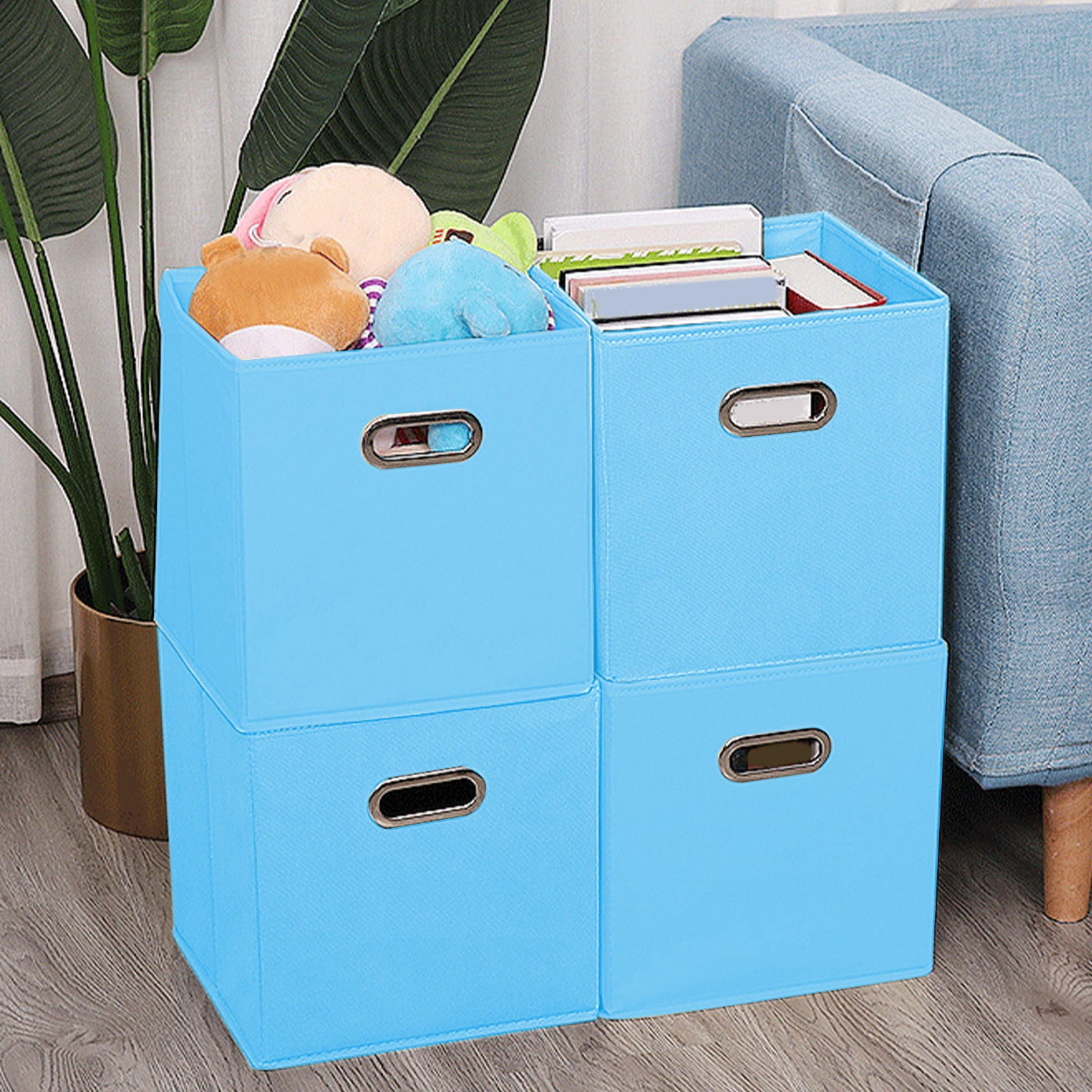 Foldable fabric storage box with lid, multifunctional organizer for clothes toys accessories, home and car drawer storage solution, compact and durable for efficient organization