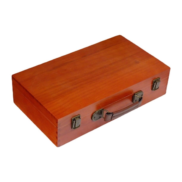 Caja de almacenamiento de madera para joyería, caja de embalaje de regalo rústica, caja de recuerdo vacía decorativa resistente, caja de madera para Rojo