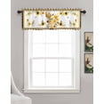 thumbnail image 3 of Floral Gnomes Linen Curtain Valance for Bedroom/Bathroom/Kitchen/Living/Dining Room Window,White Summer Bee Spring Eucalyptus Checkered Pocket Topper Drapes Decorative Cafe Drapery Panel 54"x18", 3 of 6