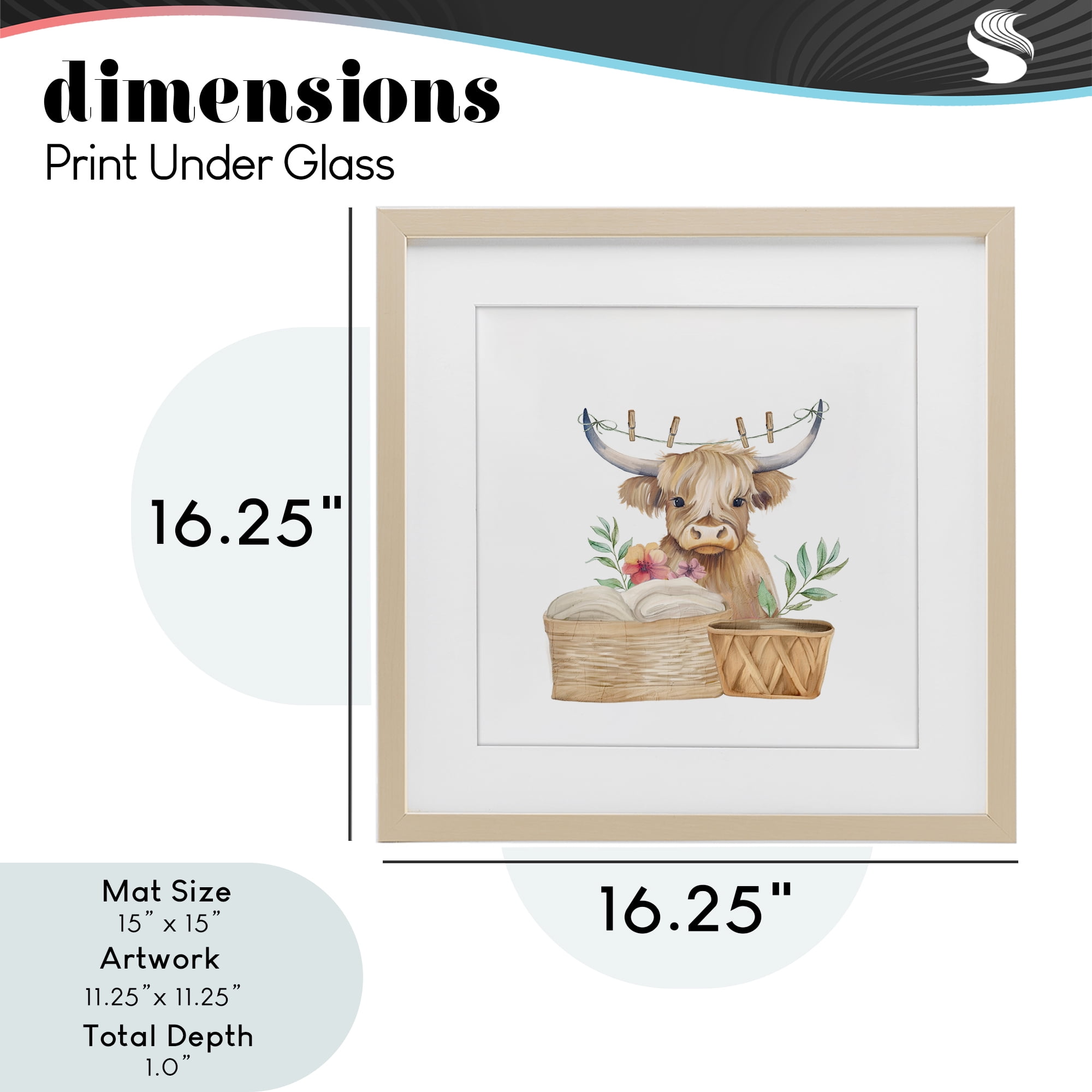 Laundry Day Baby Cattle Birch Framed Print Under Glass, design by Kim Allen