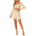 thumbnail image 2 of INSPIRE CHIC 2 Piece Outfit for Women's Floral One Shoulder Crop Top and Skirt M Light Yellow, 2 of 5