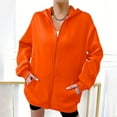 thumbnail image 2 of ChaoHeng Womens Jackets and Coats 2025 ,Women's Stylish Warm Solid Color Zipper Hooded Loose Sweater Sweater,Orange,XL, 2 of 4