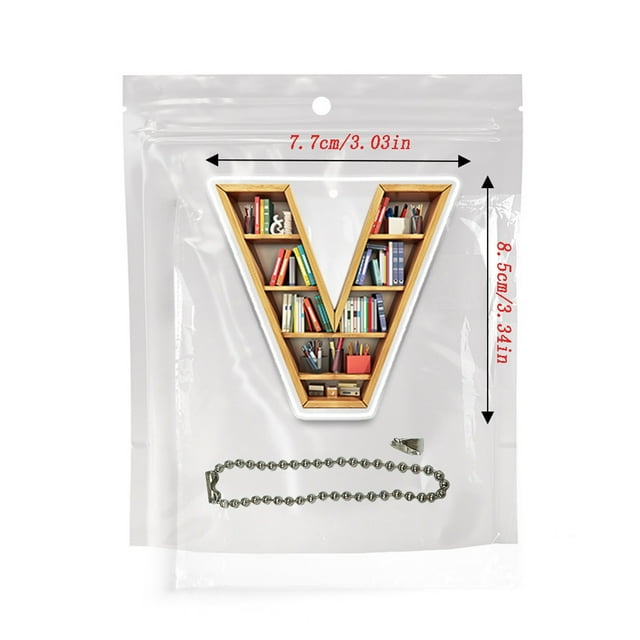 V 26 Letter Acrylic Keychain Pendant For Bookshelf With Colorful Design, Durable Acrylic Material And 26 Alphabet Patterns For Keychains, Pendants And Diy Crafts 7.7X8.5X0.3In 0.5Lb