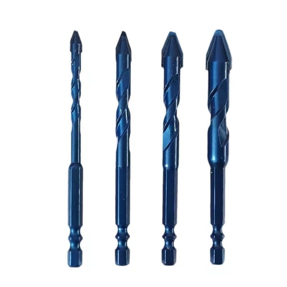Concrete Drill Bit Set 4 Piece Multipurpose Carbide Tipped Triangular Bits 1/4" 5/16" 3/8" 1/2" for Tile Brick and Hard Stone Masonry Drilling