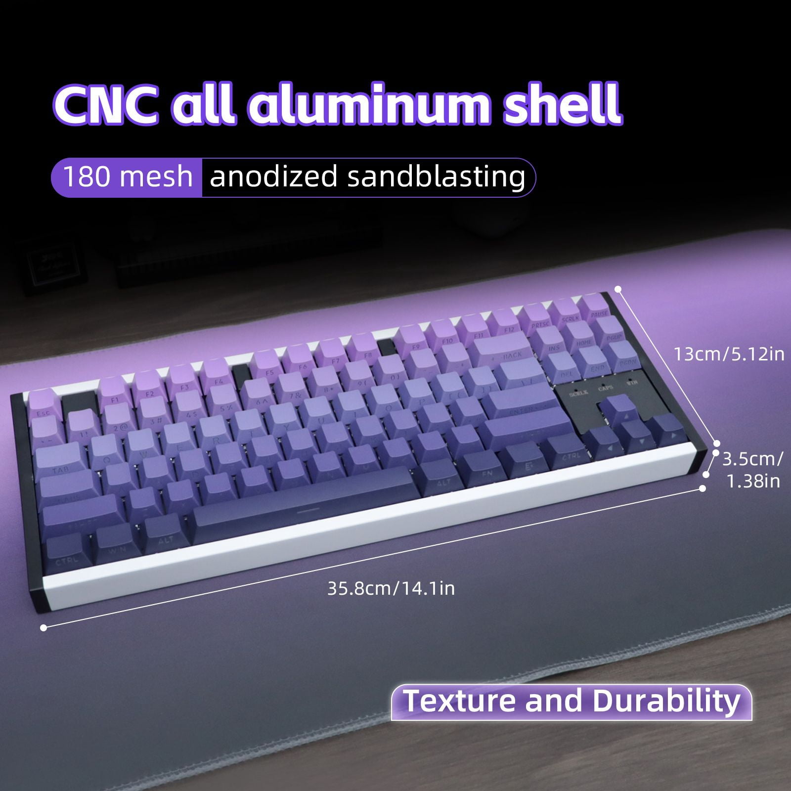 87 Keys Aluminum Mechanical Gaming Keyboard, 0.005 Precision 0.001 Low Latency, 5-Side Dye-Sub Keycaps, 17 ARGB Modes Support Win Mac VIA Customization