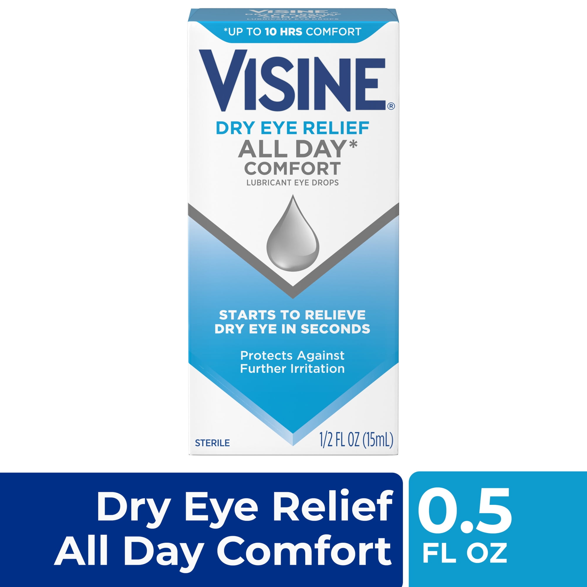 Visine Dry Eye Relief All Day Comfort Lubricant Eye Drops, 0.5 fl. oz