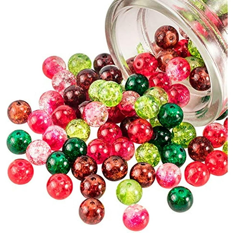 200pcs 5 Colors Baking Painted Crackle Glass Beads 8mm Round Handcrafted  Crackle Beads Valentine's Day Christmas Beads for Bracelet Necklace  Earrings Jewelry Making 