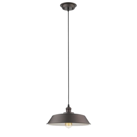 CHLOE Lighting IRONCLAD Industrial-style 1 Light Rubbed Bronze Ceiling Mini Pendant 14" Wide