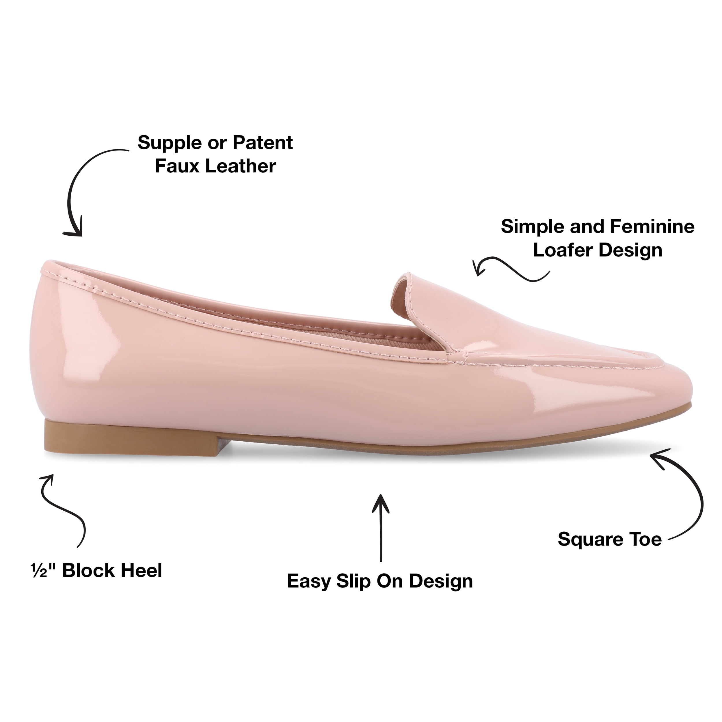 Journee Womens Tullie Slip On Square Toe Loafer Flats, Widths Available