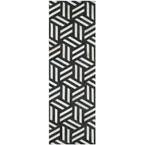 SAFAVIEH Studio Leather Braiden Geometric Runner Rug, Ivory/Black, 2'3" x 8'