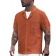 thumbnail image 1 of Camisa informal de manga corta con solapa y corte ajustado, transpirable, de poliéster, para hombre, 1 of 6
