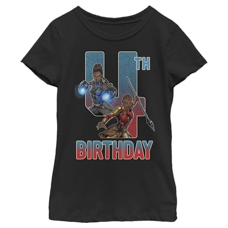Girl s Marvel Shuri and Okoye 4th Birthday Graphic Tee Black Large