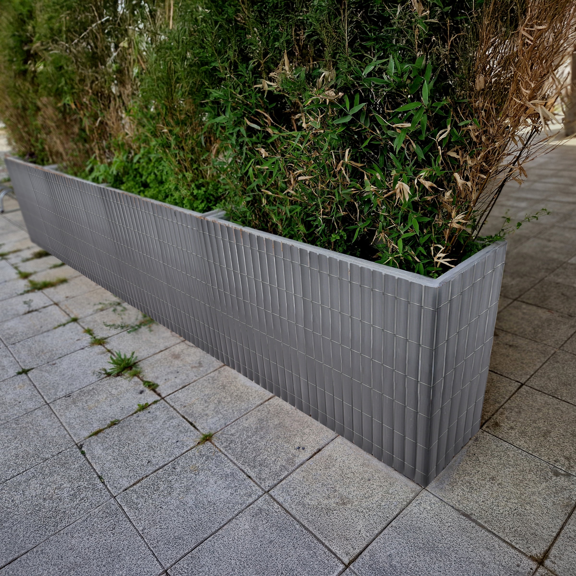 Screenguard Gray Plastic Faux Bamboo Privacy Fence 24in H x 10ft L