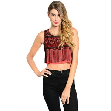 On Trend For Less Women's Sleeve Less Crop Top Large
