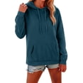 thumbnail image 5 of Sheghy Cute Hoodies for Women Cotton Women's Oversized Hoodie Long Sleeve Pullover Sweatshirt with Pocket Side Slit Casual Loose Daily Tops Navy L, 5 of 8