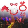 thumbnail image 1 of Paquete de 5 1950S Conjunto de Disfraces para Mujer Gafas Diadema Pendiente Lunares Accesorios 50S Guantes para Halloween Disfraces Adultos Rojo BLESIY Disfraz de Halloween, 1 of 8