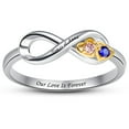 thumbnail image 2 of 925 Sterling Silver Custom Name Ring with 2 Round Simulated Birthstones, 2 of 5