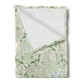 thumbnail image 2 of Flowers Insects Soft Flannel Fleece Throw Blanket, White Blossoms on Branches and Butterflies in Pastel Tones, Cozy Plush for Indoor and Outdoor Use, 50" x 70", Pastel Green Multicolor, by Ambesonne, 2 of 5