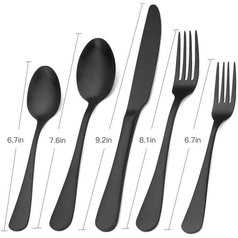 Matte Black Stainless Steel Silverware Set by Hiware - Bed Bath