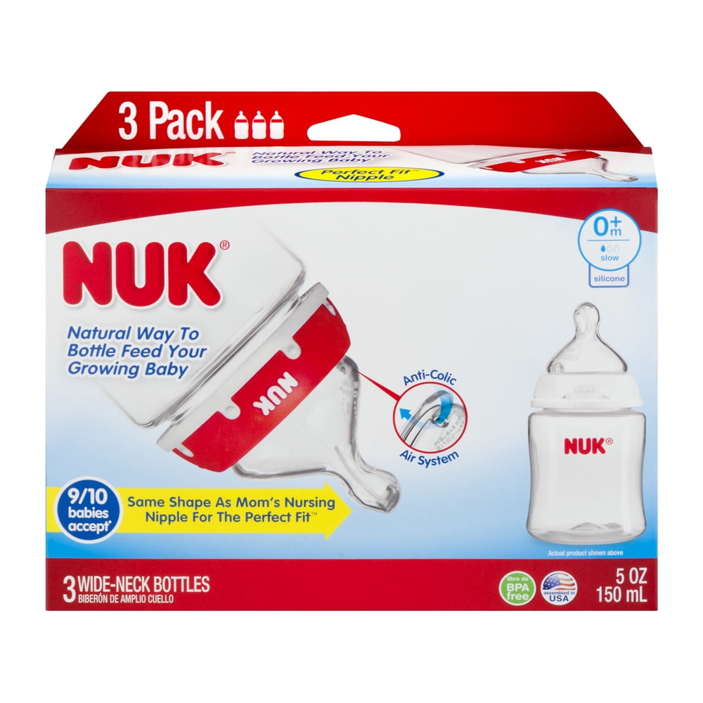 Nuk Clear Bottles 5 oz, 3Pack (2017)