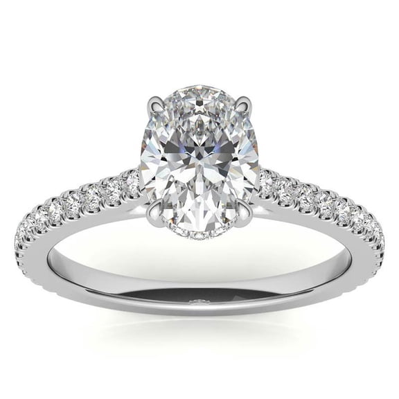 Auory Moissanite Engagement Ring in White Gold Plated for Women