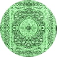 thumbnail image 1 of Ahgly Company Indoor Round Medallion Emerald Green Traditional Area Rugs, 4' Round, 1 of 4