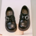 thumbnail image 2 of dmqupv Sandales de Plage Filles Cuir Britannique Rétro Bout Rond Chaussures Simples Chaussures pour Enfants Noir, Taille US 1.5, 2 of 8