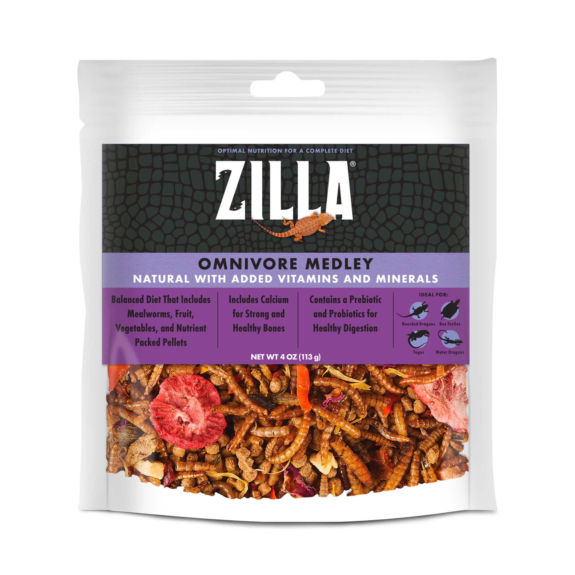 (4 pack) Zilla Omnivore Reptile Medley Complete Diet, 4 Ounces (1 Pack)