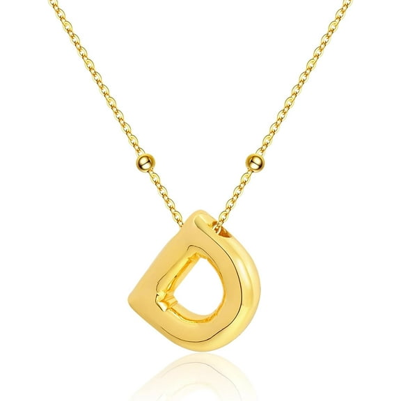 TRAHOO-Balloon Initial Necklaces for Women Bubble Letter Necklace Gold Chain Pendant Alphabet Necklaces Dainty Letter Name Jewelry