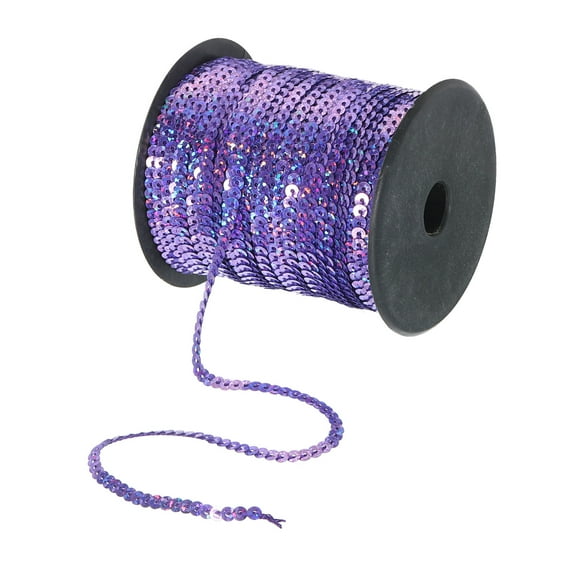 Uxcell 200 Yards x 0.16 Inch Flat Sequin Strip Laser Sequins Fabric Paillette Spangle Sequins Trim Bling Light Purple
