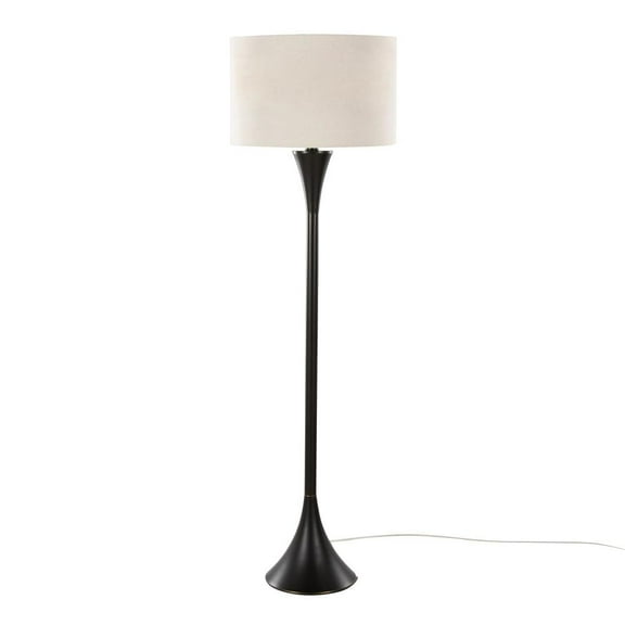 LumiSource Oil Rubbed Bronze, Natural Linen Lenuxe 65" Metal Floor Lamp