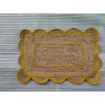 thumbnail image 2 of 3'X5' Yellow Scalloped rug ,Yellow border Home Decor Scalloped Jute rug scallop rug Bohemian rug With olive green Outlines,, 2 of 8